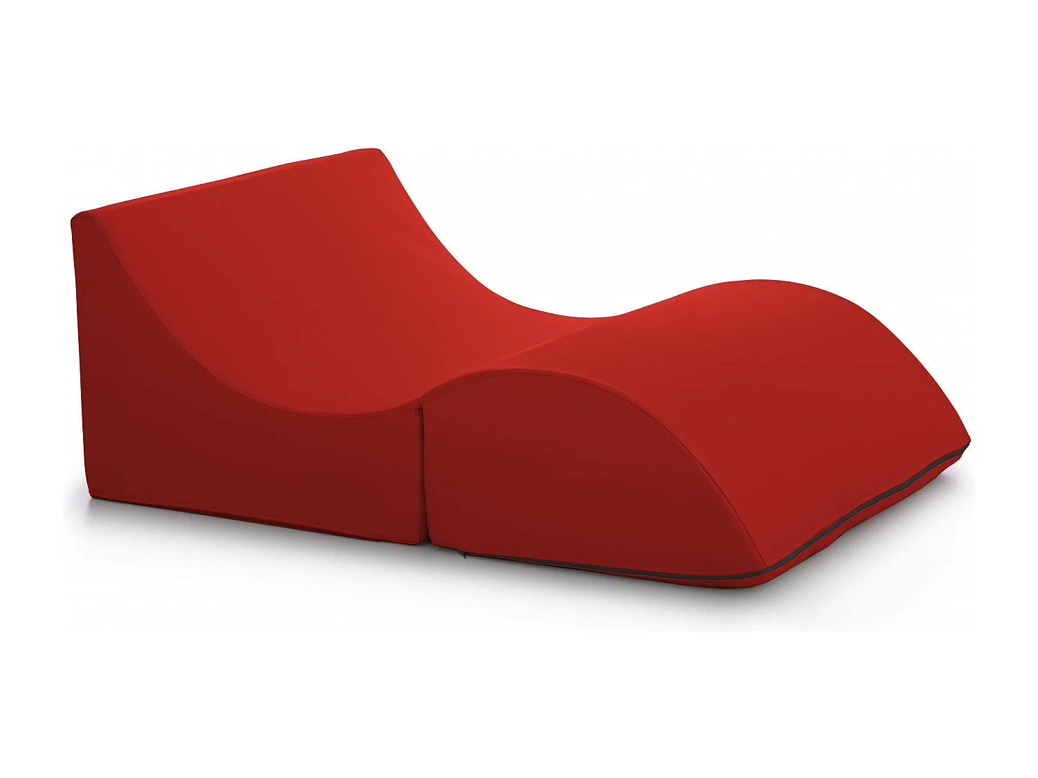 Cama plegable Annabella, Puf convertible en cama doble, Chaise longue de ecopiel, 100% Made in Italy, 100x200h70 cm, Rojo