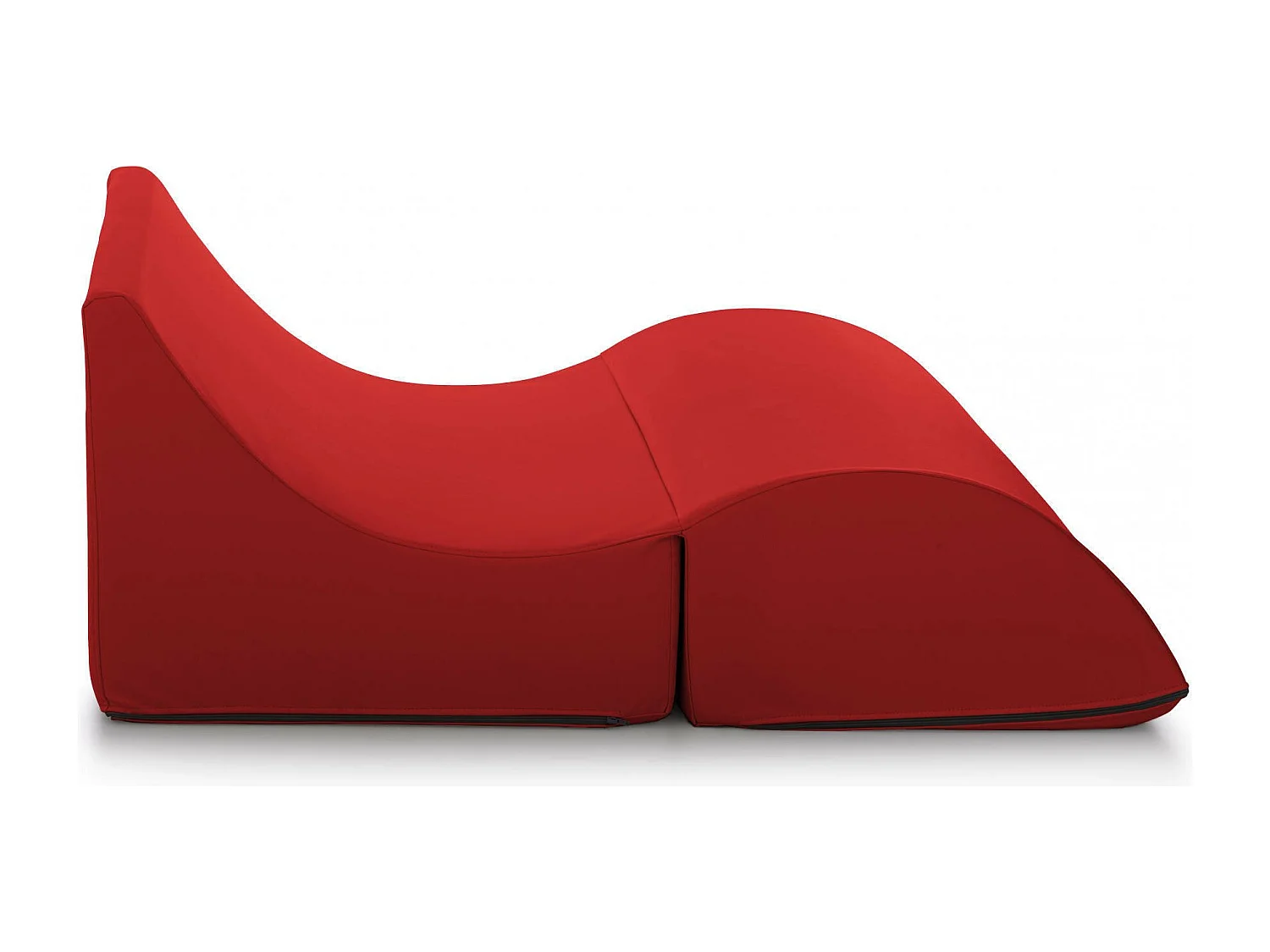 Lit pliant Annabella, Pouf convertible en lit double, Méridienne en éco-cuir, 100% Made in Italy, 100x200h70 cm, Rouge