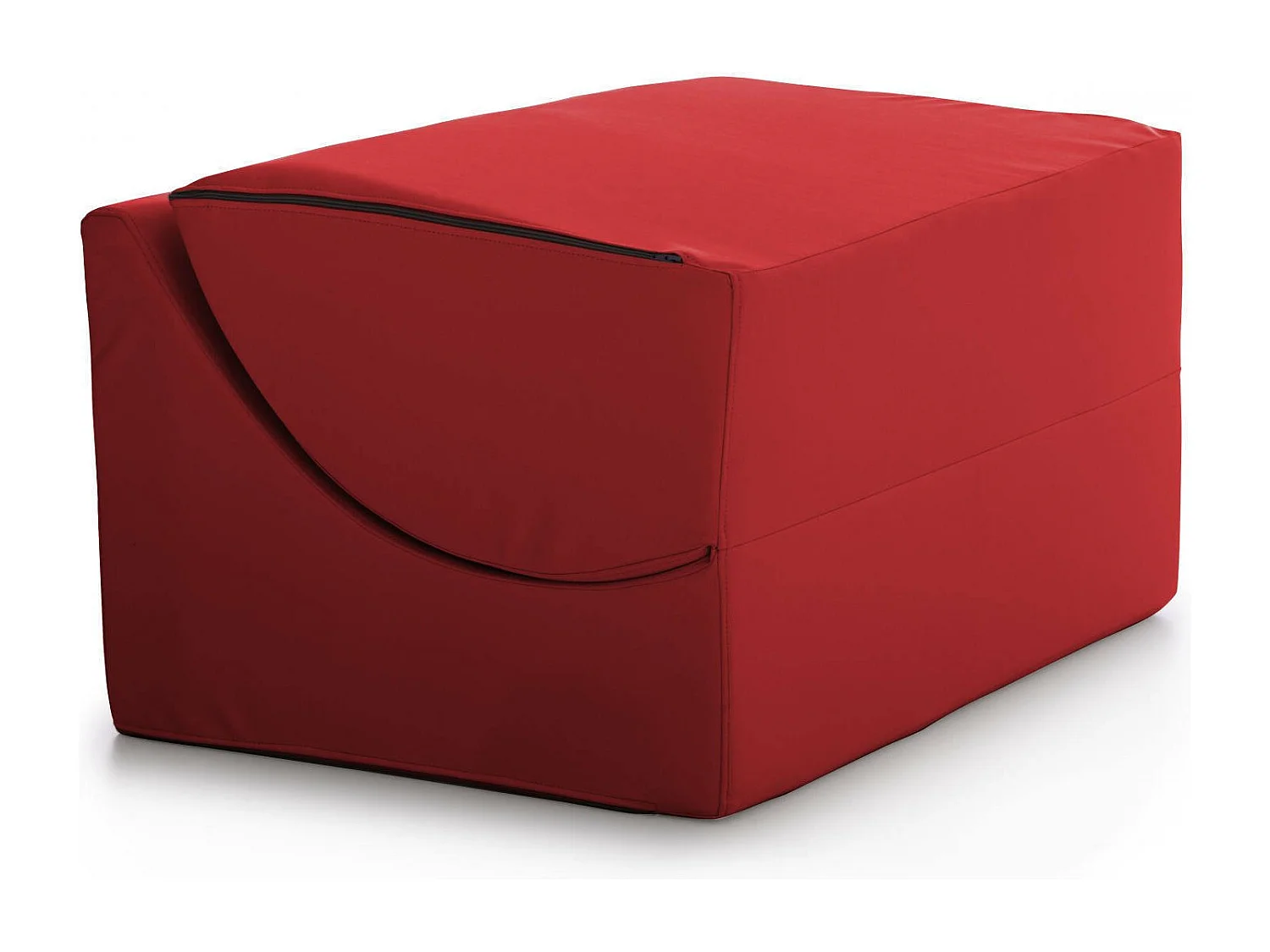 Cama plegable Annabella, Puf convertible en cama doble, Chaise longue de ecopiel, 100% Made in Italy, 100x200h70 cm, Rojo