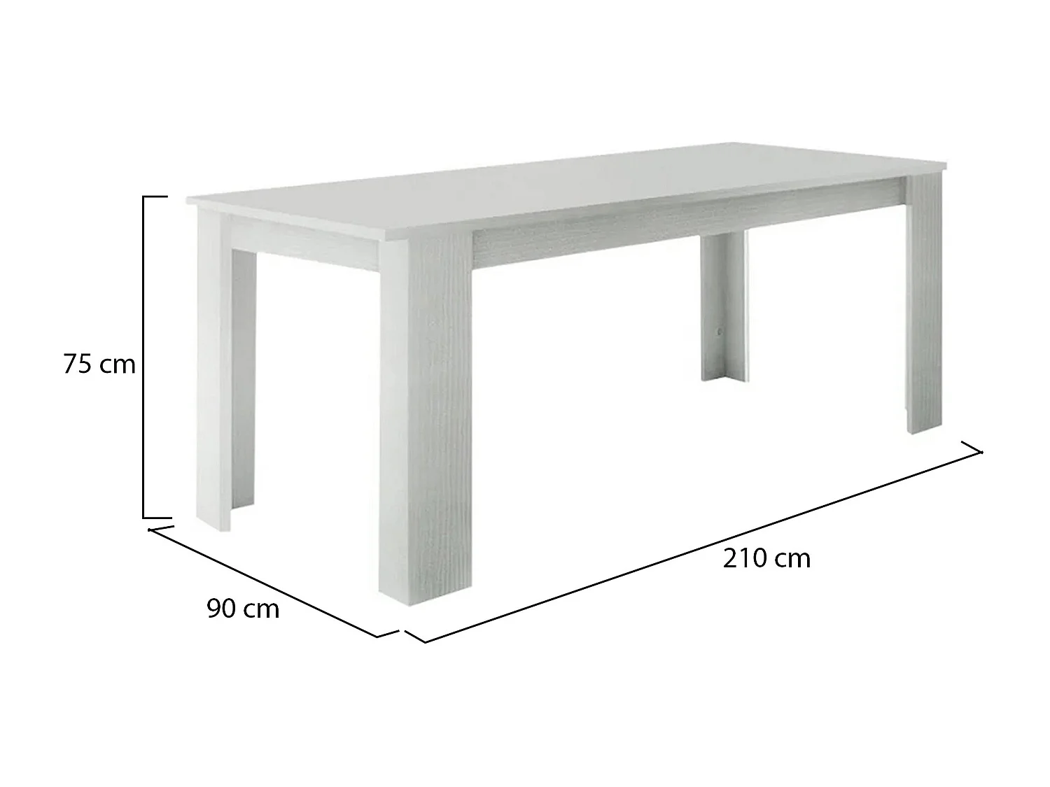 Mesa extensible Natan, Consola extensible hasta 12 plazas, Consola extensible 100% Made in Italy, 160/210x90h75 cm, Alerce blanco brillo