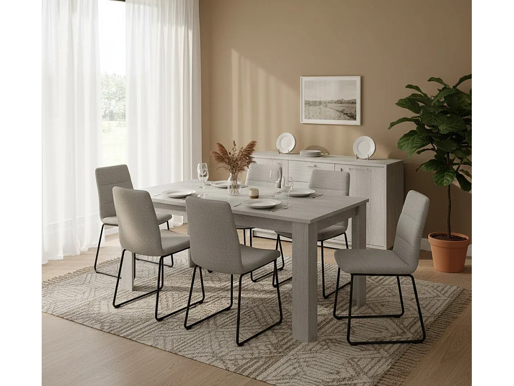 Table extensible Natan, Console extensible jusqu'à 12 places, Console extensible 100% Made in Italy, 160/210x90h75 cm, Mélèze blanc brillant