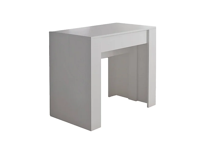 Consola extensible Alberique, Mesa con extensiones, Consola multiusos, Mesa de comedor extensible hasta 10 plazas, 90/237x51h78 cm, Blanco
