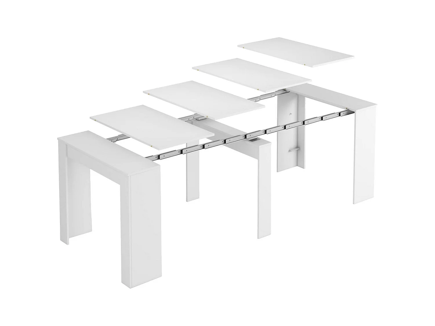 Table console à rallonge Alberique, Table avec rallonges, Console polyvalente, Table à manger extensible jusqu'à 10 places, 90/237x51h78 cm, Blanc