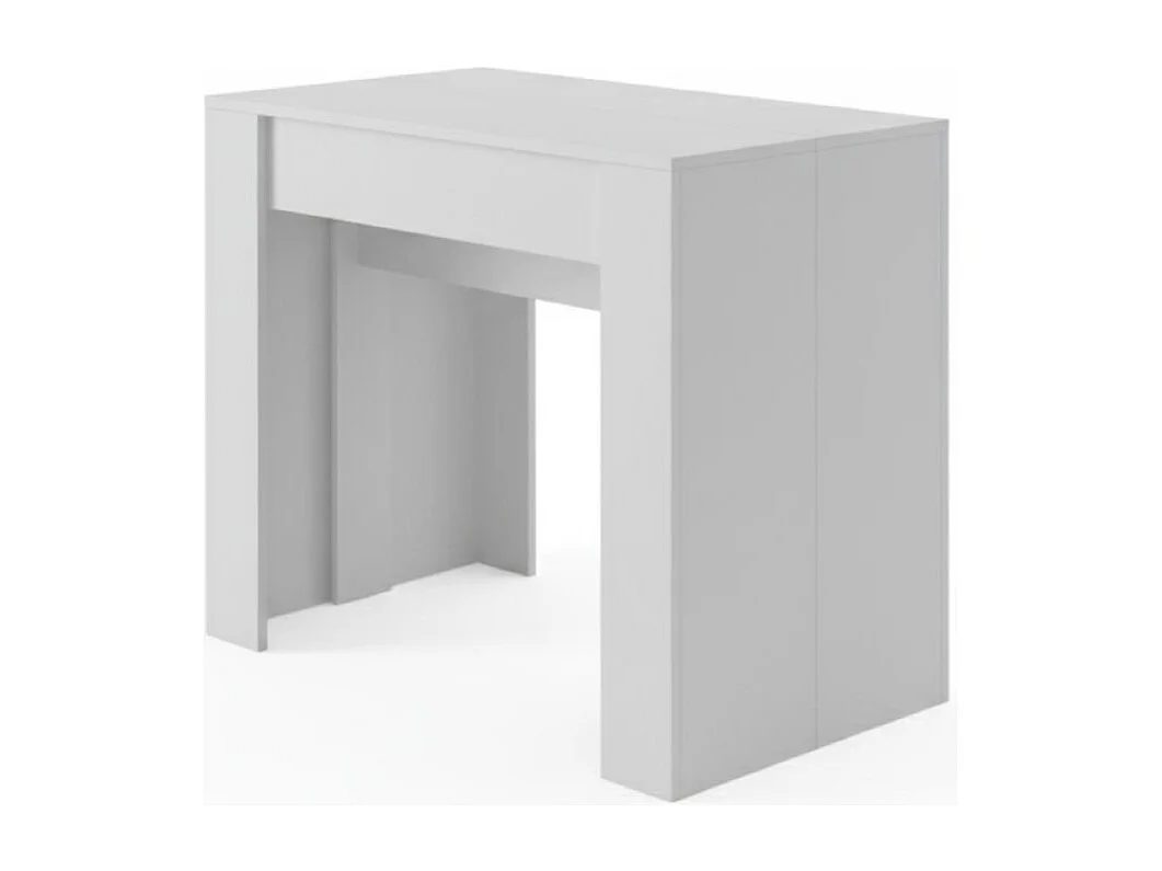 Consola extensible Alberique, Mesa con extensiones, Consola multiusos, Mesa de comedor extensible hasta 10 plazas, 90/237x51h78 cm, Blanco
