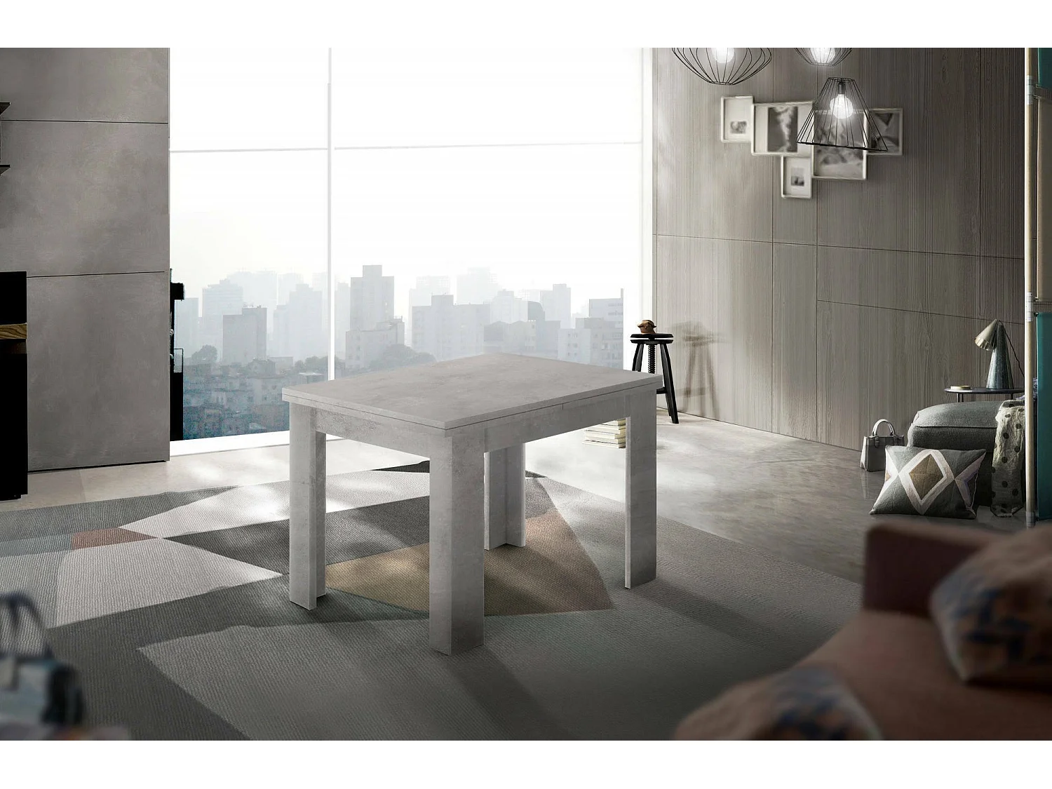 Dmora Uitschuifbare Tafel Otto 90x90x75h cm Grijs, 8 Personen, Boekuitbreidingsmechanisme, Made in Italy