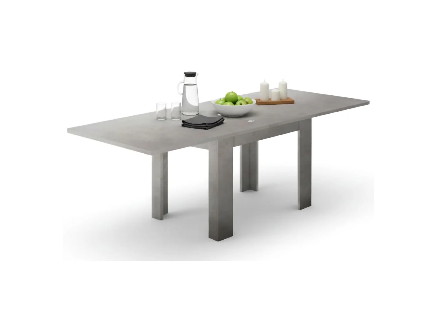 Mesa extensível Otto, Consola auxiliar de cozinha, Mesa extensível, 100% Fabricado em Itália, 90x90h75 cm, Cinzento