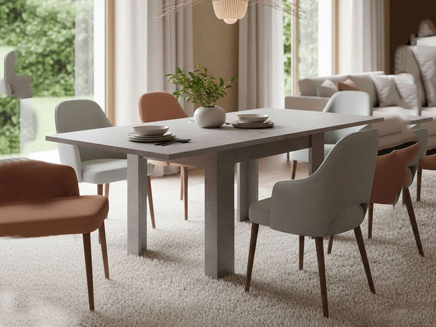 Mesa extensível Otto, Consola auxiliar de cozinha, Mesa extensível, 100% Fabricado em Itália, 90x90h75 cm, Cinzento
