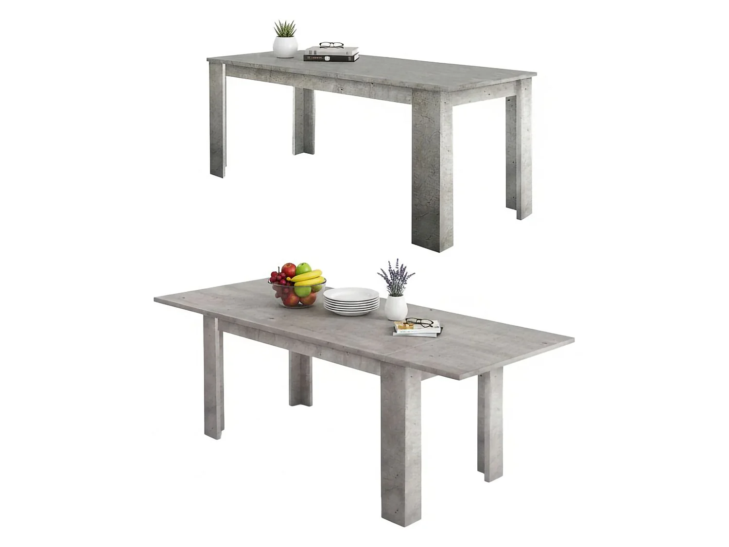 Mesa extensível Natan, Consola extensível até 12 lugares, Consola extensível 100% Fabricado em Itália, 160/210x90h75 cm, Cimento
