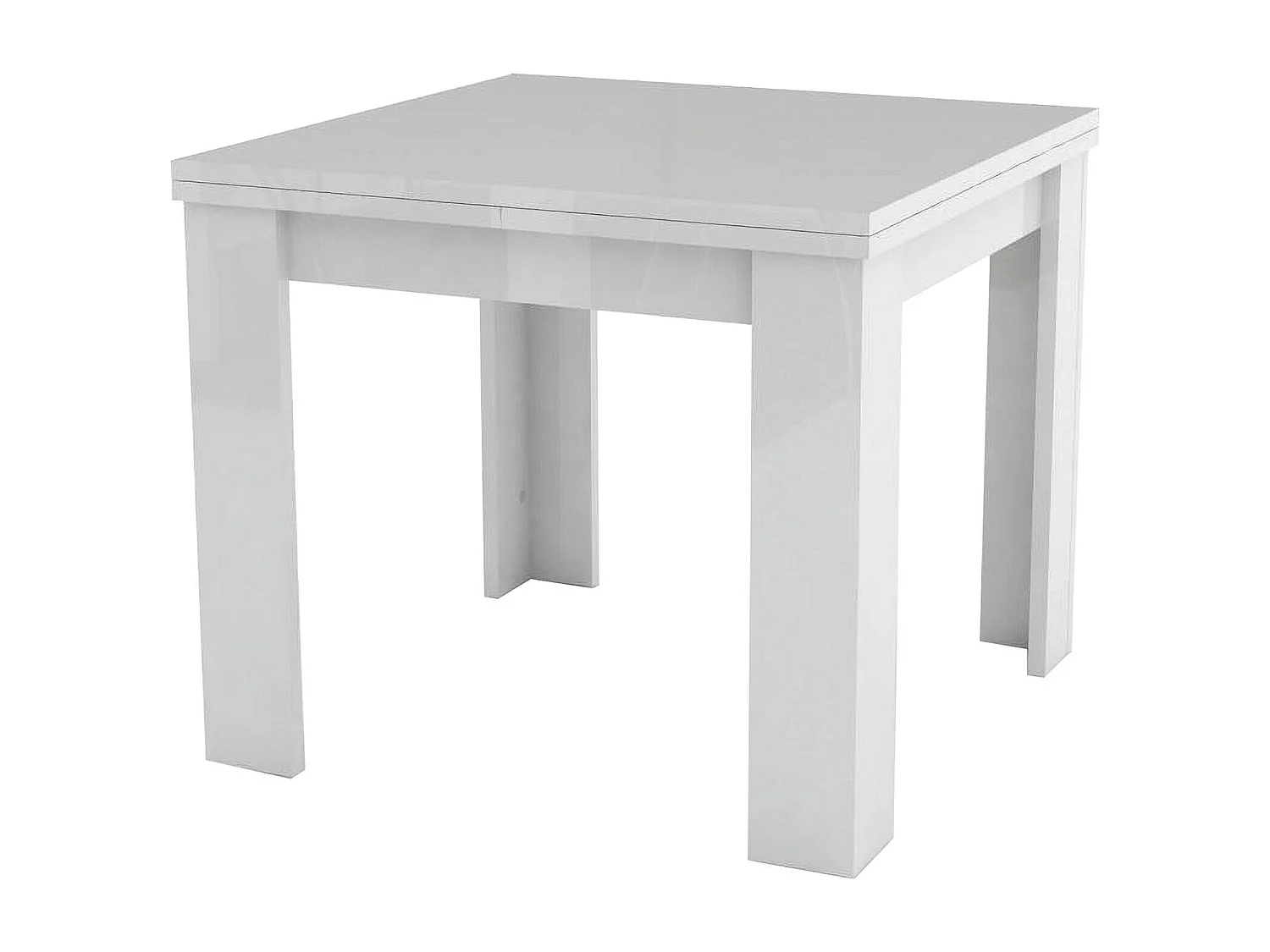 Dmora Uitschuifbare Tafel Otto 90x90x75 cm, Glanzend Wit, 8 Zitplaatsen, Uitklapsysteem Made in Italy