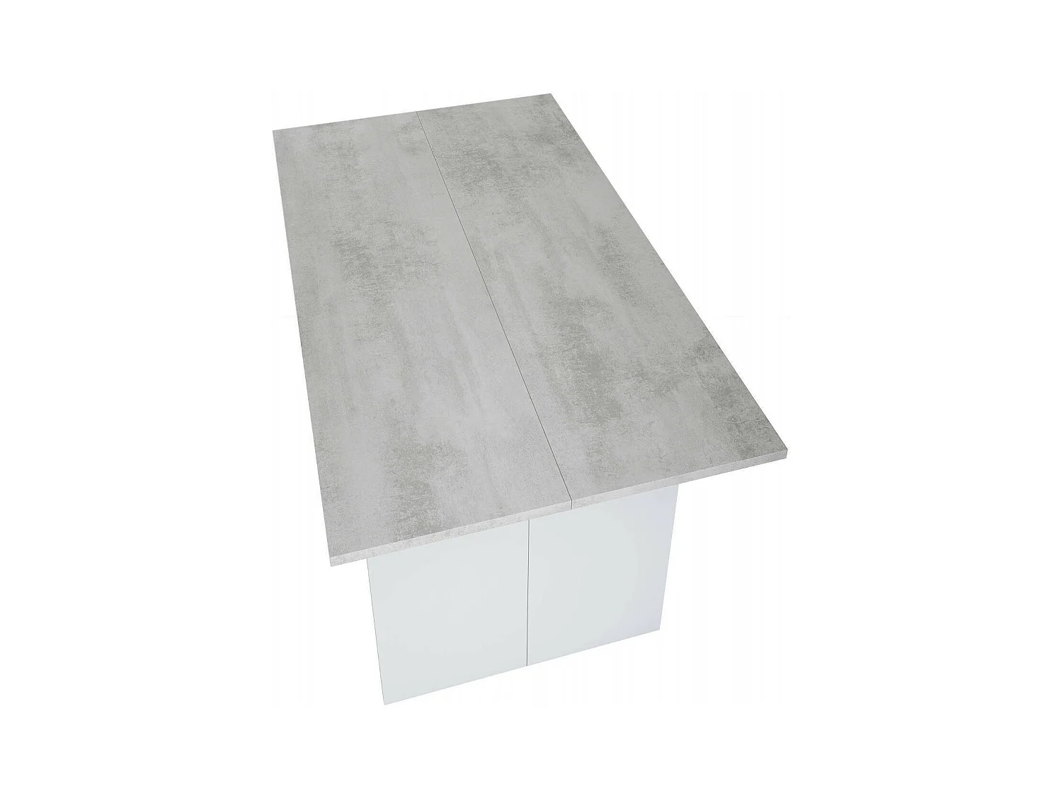 Mesa extensible Garland, Estante extensible con apertura abatible, Mesa consola auxiliar plegable, 120x35h77 cm, Blanco y Cemento