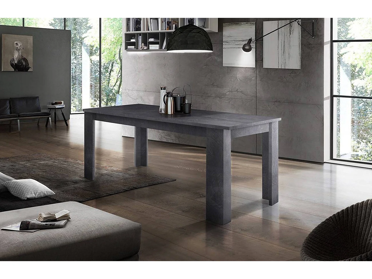 Table extensible Nanni, Console extensible jusqu'à 10 places, Console extensible 100% Made in Italy, 140/190x90h75 cm, Ardoise