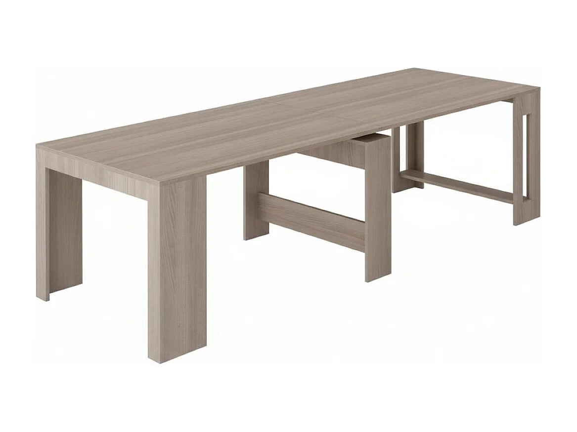 Consola extensível Martino, Consola extensível até 12 lugares, Mesa com suportes de extensão, 100% Fabricado em Itália, 51/300x90h77 cm, Olmo pérola