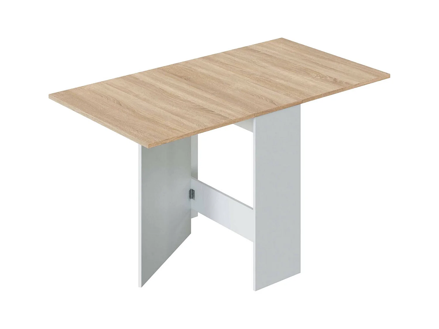 Mesa extensible Toledo, Mesa de comedor plegable con tapa abatible, Mesa auxiliar plegable, 31x77h78 cm, Blanco y Roble