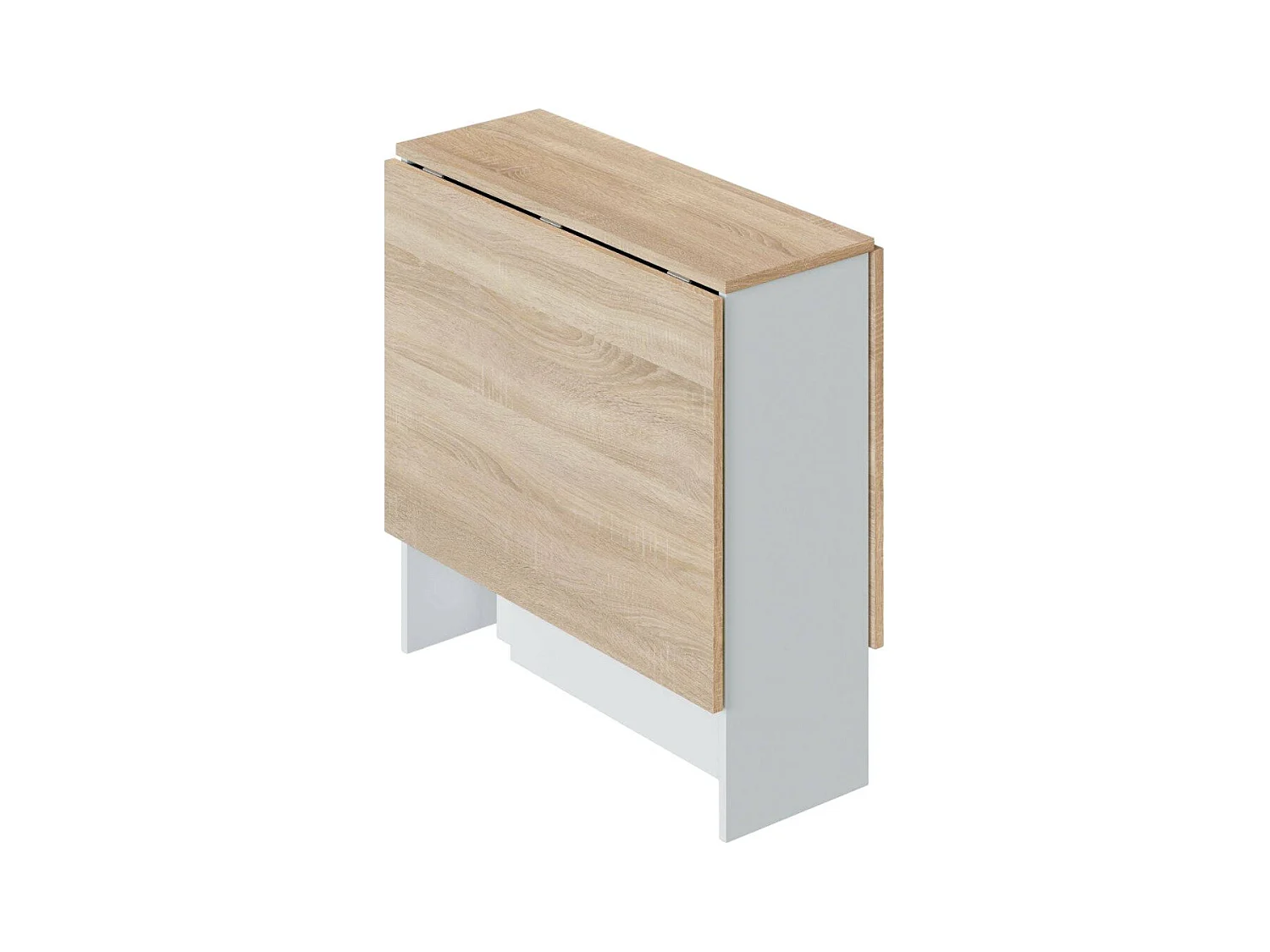 Mesa extensible Toledo, Mesa de comedor plegable con tapa abatible, Mesa auxiliar plegable, 31x77h78 cm, Blanco y Roble