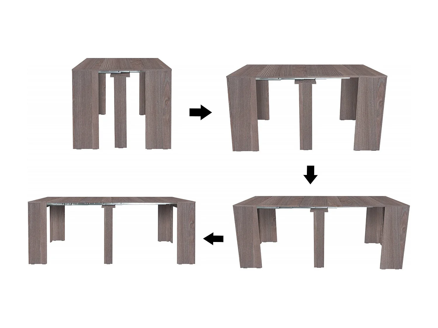 Ausziehbarer Tisch Alberique, Tisch mit Verlängerungen, Mehrzweckkonsole, ausziehbarer Esstisch für bis zu 10 Sitzplätze, 90/237x51h78 cm, Eiche