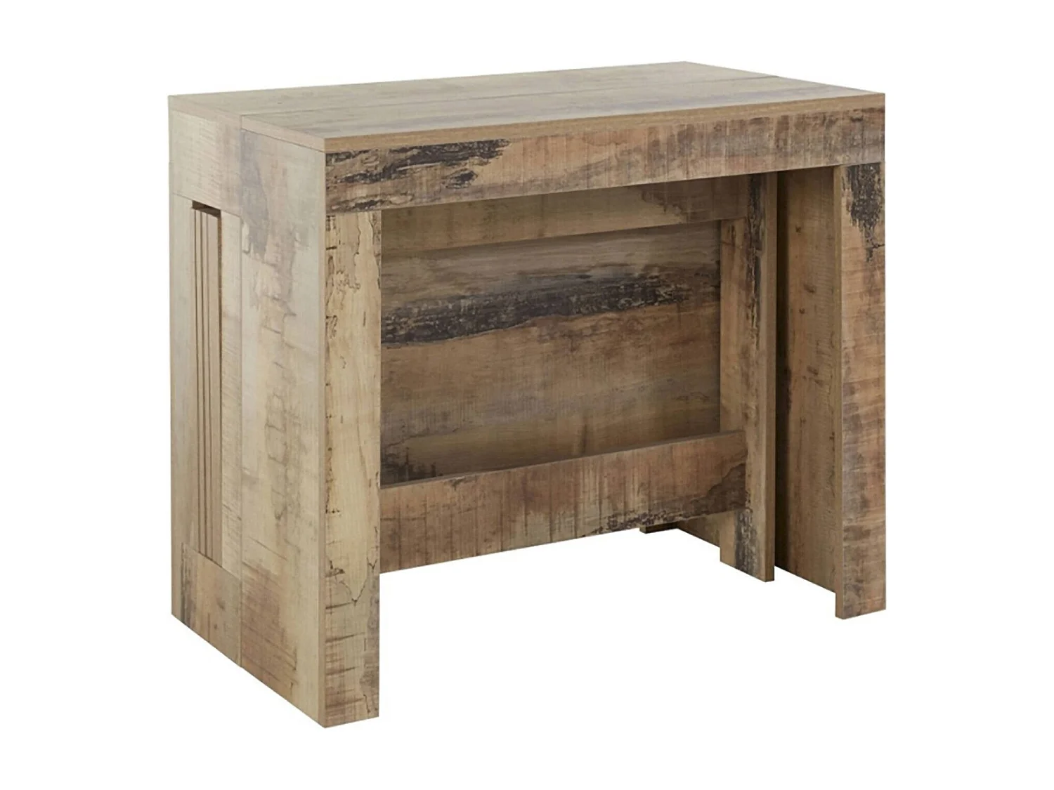 Consola extensible Martino, Consola extensible hasta 12 asientos, Mesa con soportes extensibles, 100% Made in Italy, 51/300x90h77 cm, Arce