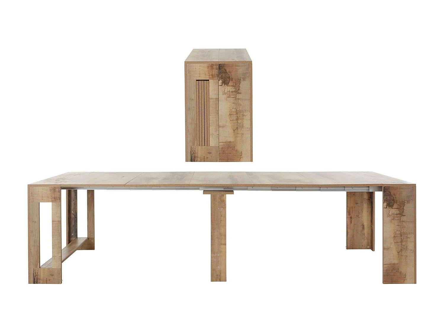 Martino uitschuifbare console, Uitschuifbare console tot 12 zitplaatsen, Tafel met verlenghouders, 100% Made in Italy, 51/300x90h77 cm, Esdoorn