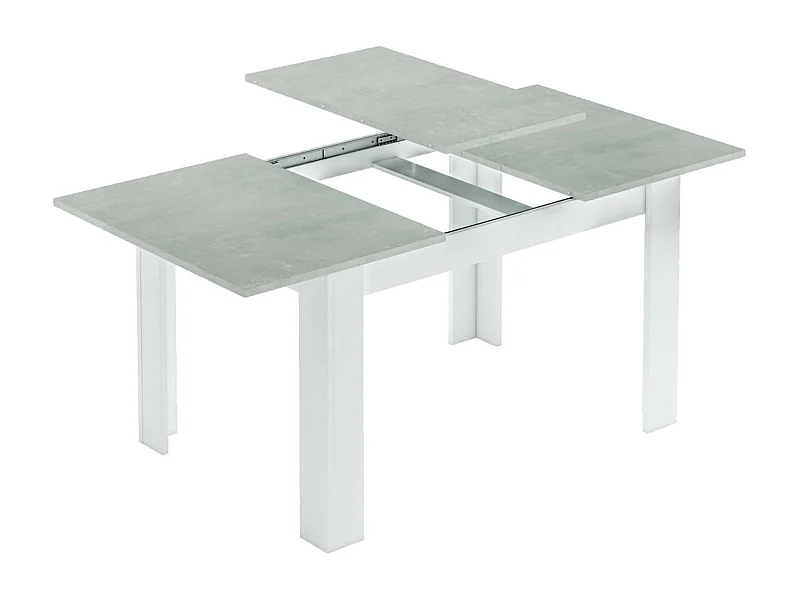 Table extensible Midland, Console extensible pour salle à manger, Table de cuisine ouvrant avec rallonge, 140/190x90h78 cm, Ciment et Blanc