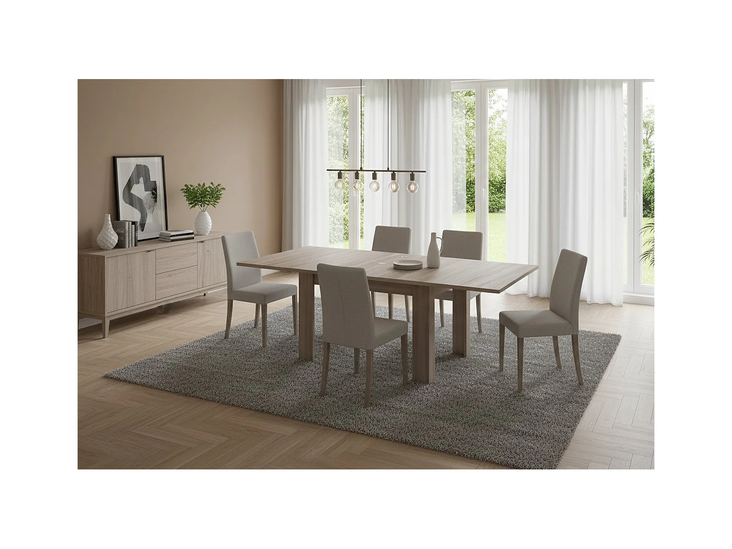 Dmora Uitschuifbare Tafel Otto 90x90x75h cm Bruin Olmo Pearl Voor 8 Personen, Boekuitschuifmechanisme Gemaakt in Italië