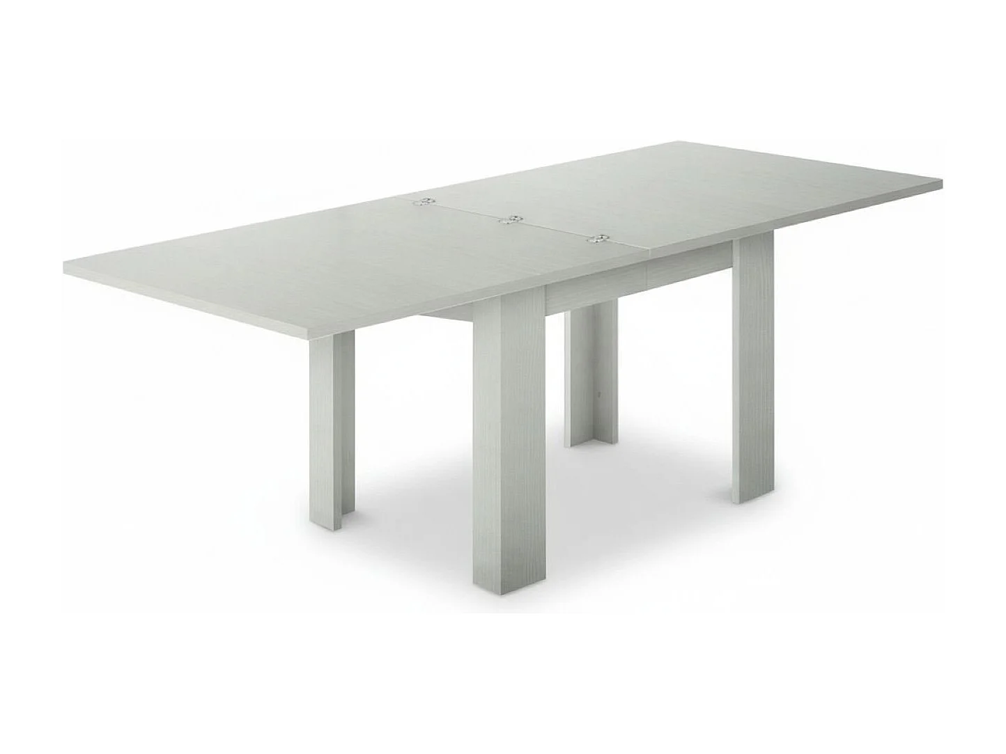 Table extensible Otto, Console auxiliaire de cuisine, Table extensible, 100% Made in Italy, 90x90h75 cm, Mélèze blanc brillant