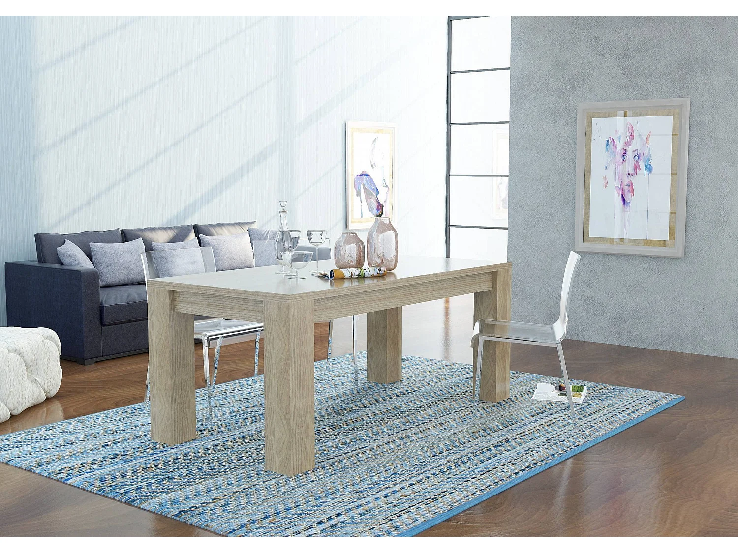 Ausziehbarer Tisch Natan, ausziehbare Konsole für bis zu 12 Sitzplätze, ausziehbare Konsole 100 % Made in Italy, 160/210 x 90 x 75 cm, Ulme Perlmutt