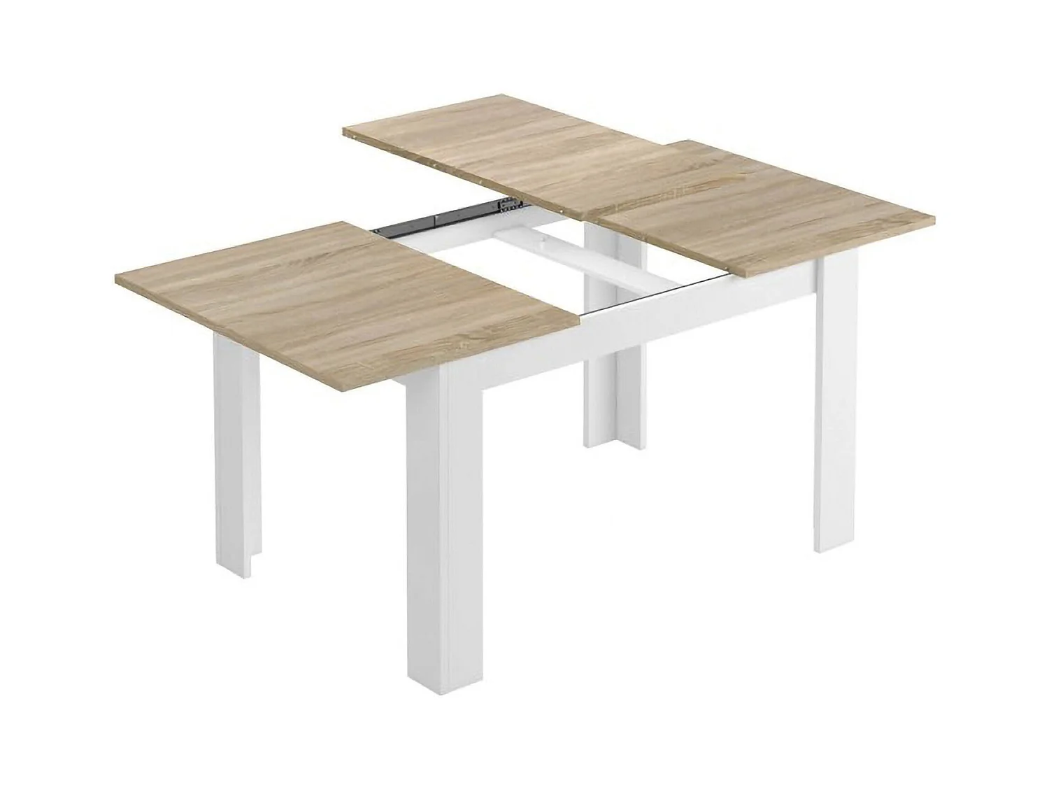 Table extensible Midland, Console extensible pour salle à manger, Table de cuisine ouvrant avec rallonge, 140/190x90h78 cm, Chêne et Blanc