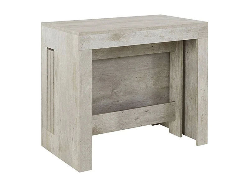 Martino uitschuifbare console, Uitschuifbare console tot 12 zitplaatsen, Tafel met verlenghouders, 100% Made in Italy, 51/300x90h77 cm, Cement