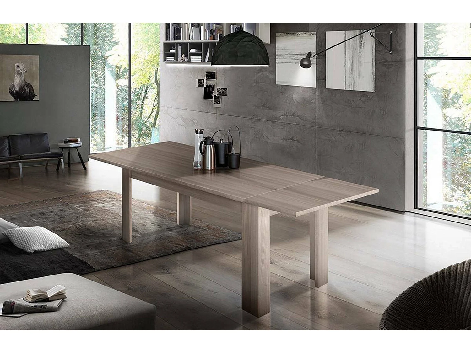 Table extensible Nanni, Console extensible jusqu'à 10 places, Console extensible 100% Made in Italy, 140/190x90h75 cm, Orme nacré