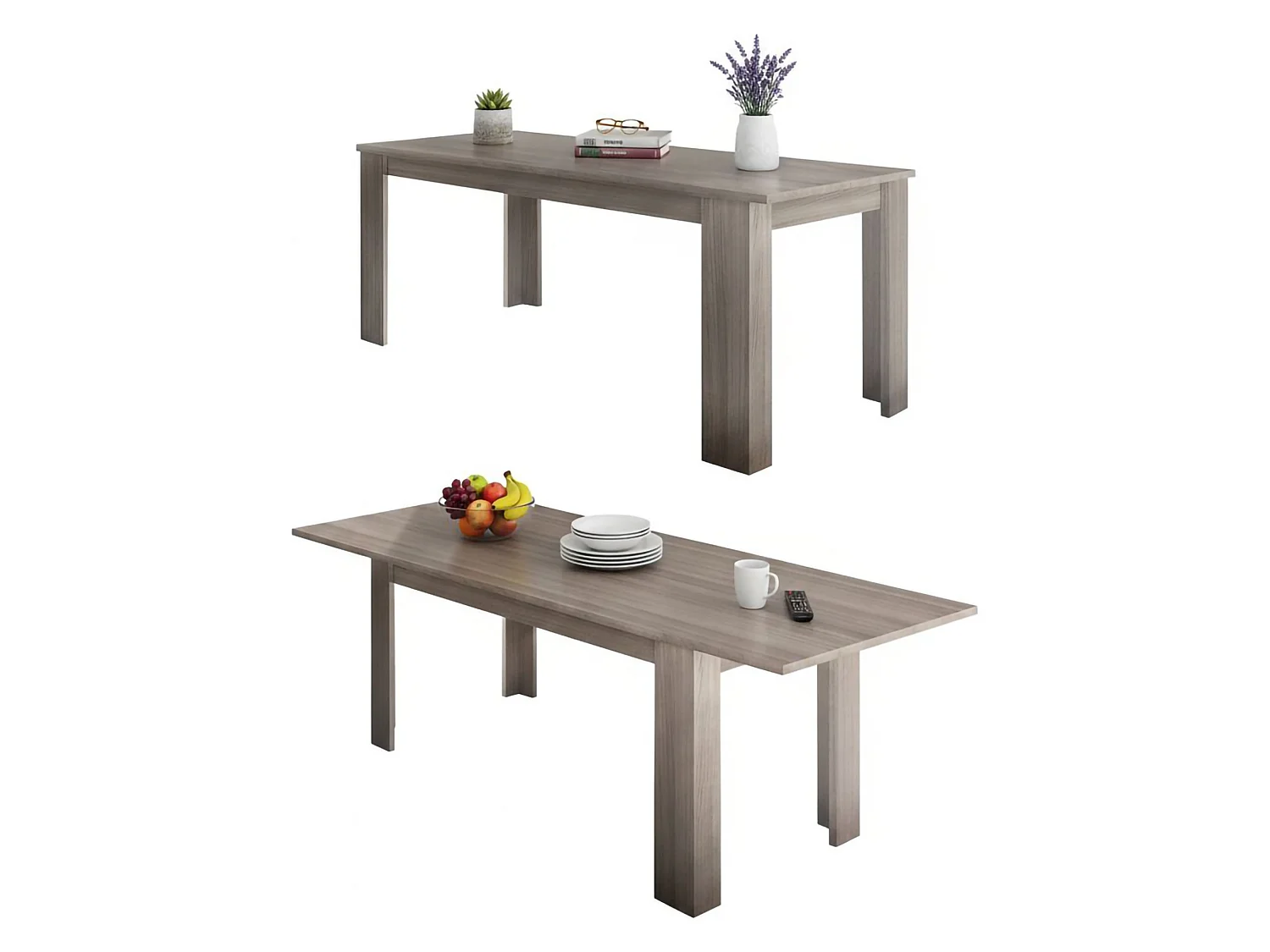 Mesa extensível Nanni, Consola extensível até 10 lugares, Consola extensível 100% Fabricado em Itália, 140/190x90h75 cm, Olmo pérola