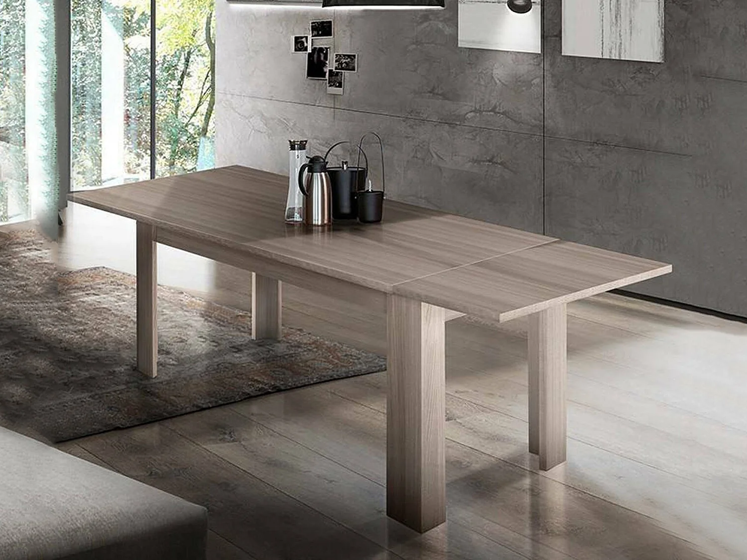 Mesa extensível Nanni, Consola extensível até 10 lugares, Consola extensível 100% Fabricado em Itália, 140/190x90h75 cm, Olmo pérola