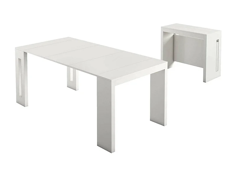 Glicine uitschuifbare console, Uitschuifbare eettafel, Multifunctionele console met verlengstukken, 100% Made in Italy, 186x80h76 cm, Wit
