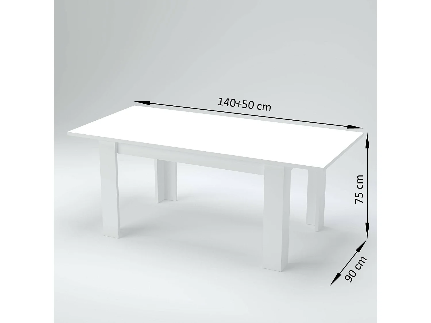 Tavolo allungabile Nanni, Consolle allungabile fino a 10 posti, Consolle estensibile 100% Made in Italy, cm 140/190x90h75, Bianco lucido