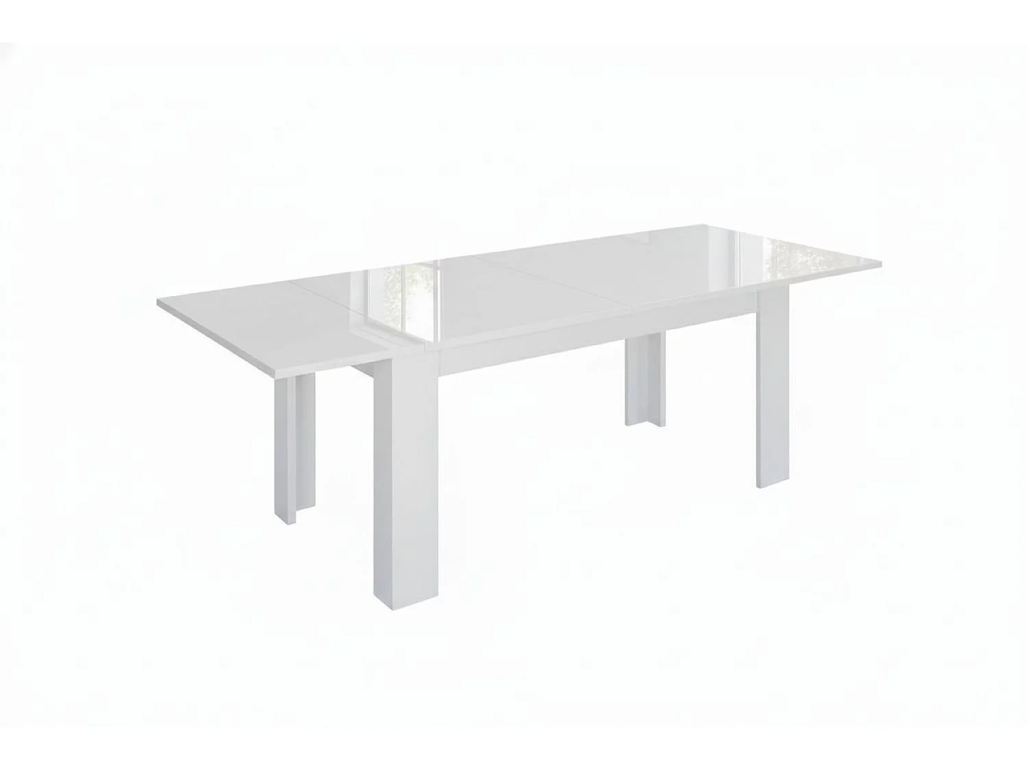 Tavolo allungabile Nanni, Consolle allungabile fino a 10 posti, Consolle estensibile 100% Made in Italy, cm 140/190x90h75, Bianco lucido