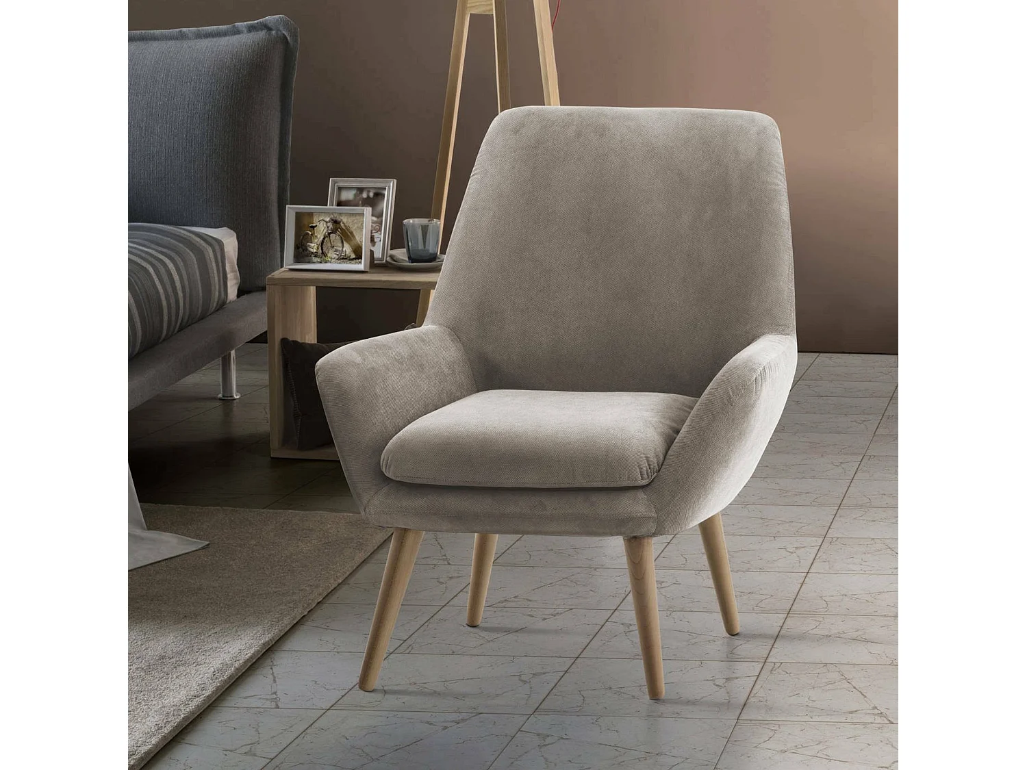 Talamo Italia Fauteuil Annarita Taupegrijs Armleuningen 200 kg Steunhoogte 44 cm Made in Italy