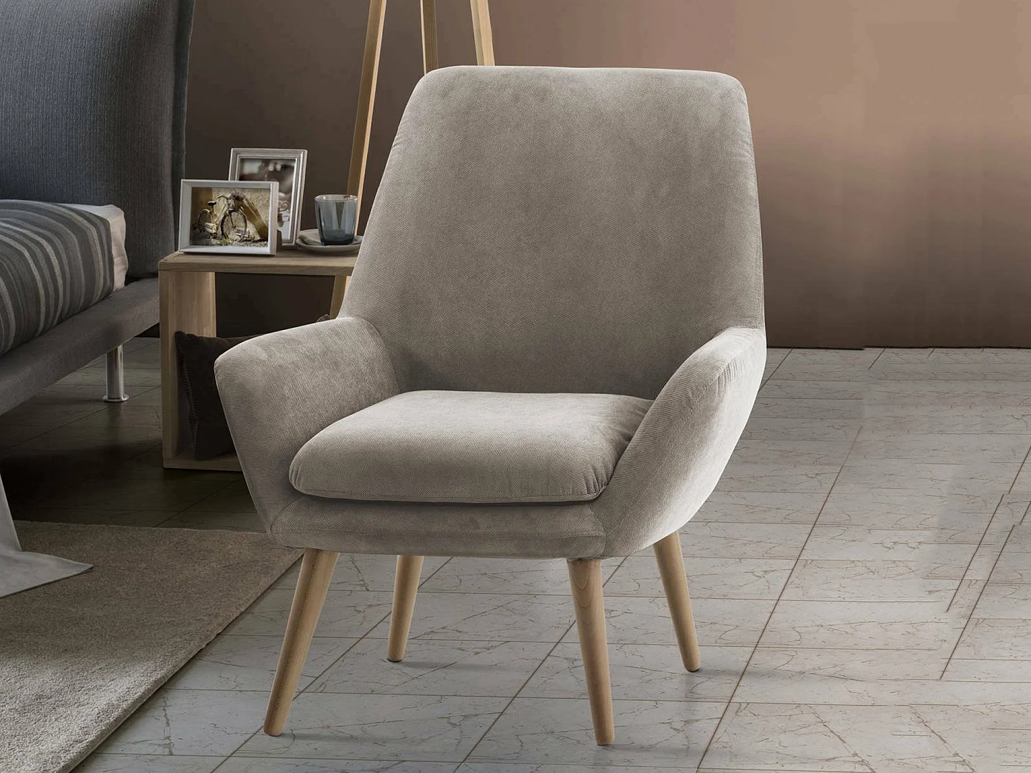 Talamo Italia Fauteuil Annarita Taupegrijs Armleuningen 200 kg Steunhoogte 44 cm Made in Italy