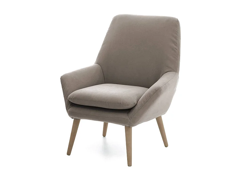 Poltrona Annarita, Poltrona di design da salotto, 100% Made in Italy, Poltroncina relax in tessuto imbottito, Cm 80x70h95, Tortora