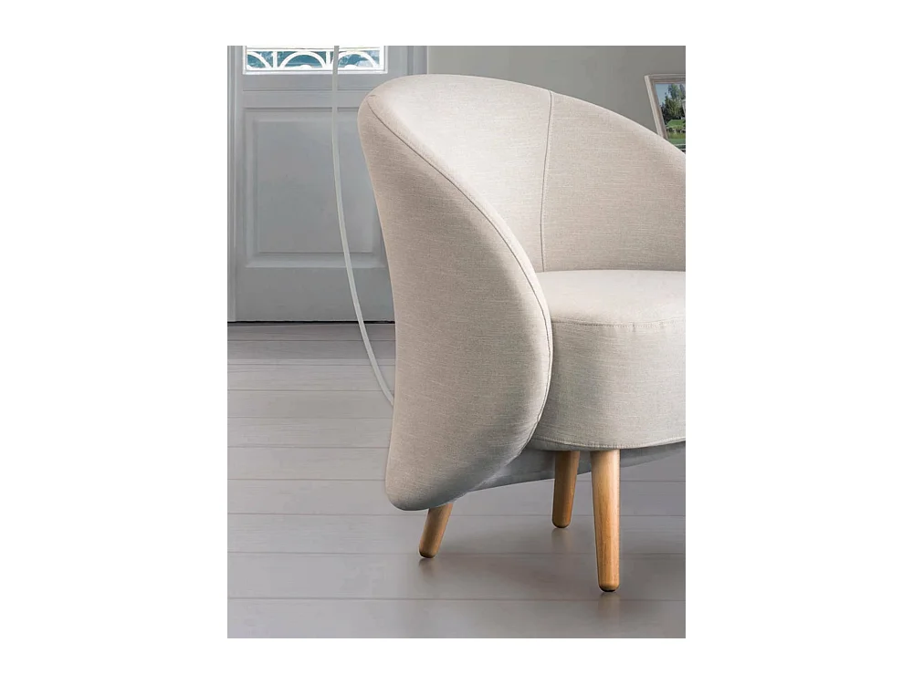 Fauteuil Annarella, fauteuil lounge design, 100% Made in Italy, fauteuil relaxant en tissu rembourré, 70x60h80 cm, Beige