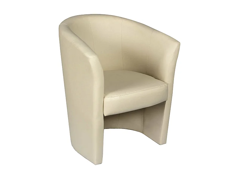 Dpanett fauteuil, Woonkamerfauteuil, Gestoffeerde zitting, Stoel met armleuningen van eco-leer, 64x63h76 cm, Beige