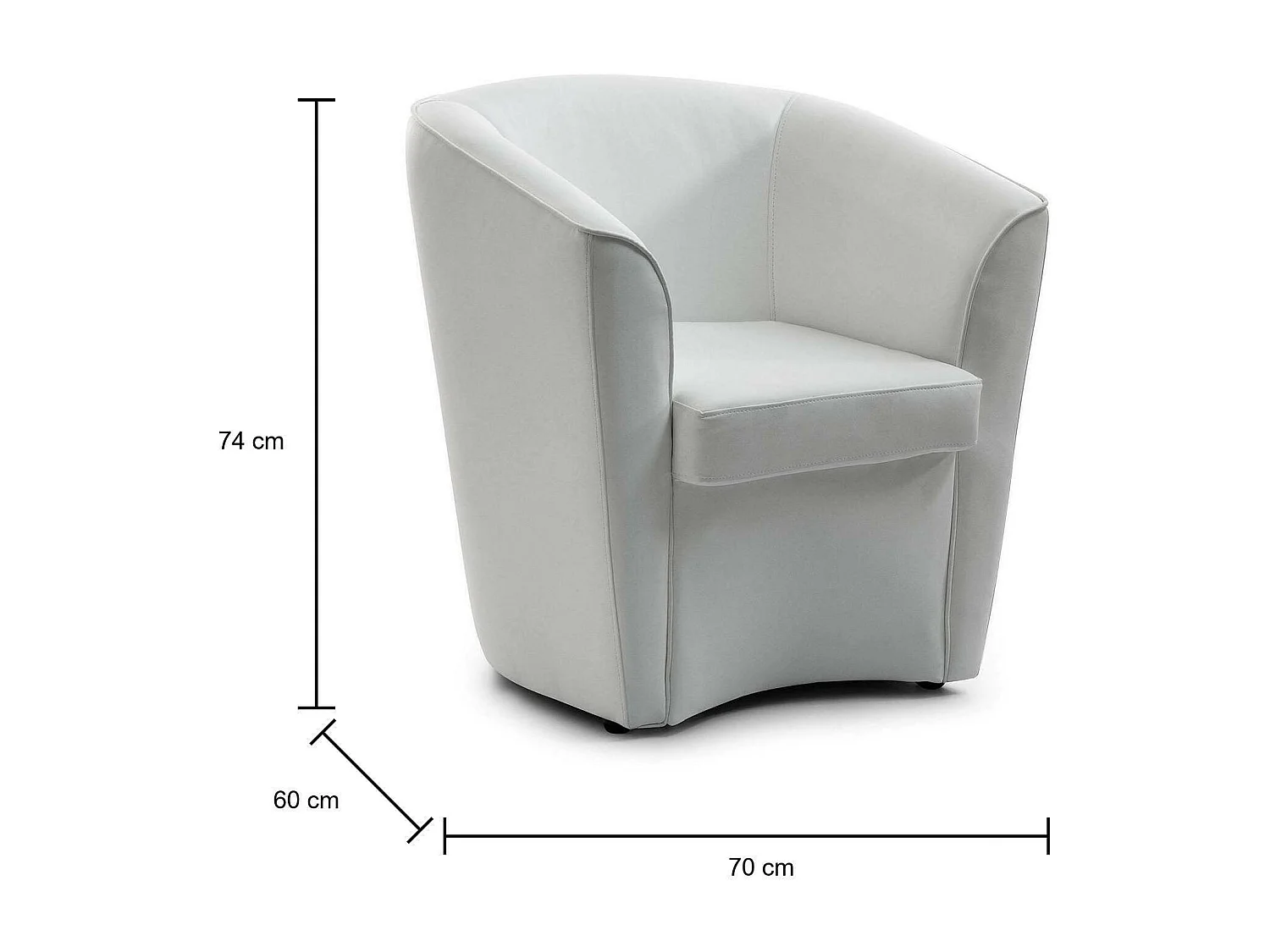 Annaluna-Sessel, Wohnzimmersessel, 100 % Made in Italy, Relaxsessel aus Ã–ko-Leder, 70 x 60 x 74 cm, WeiÃŸ