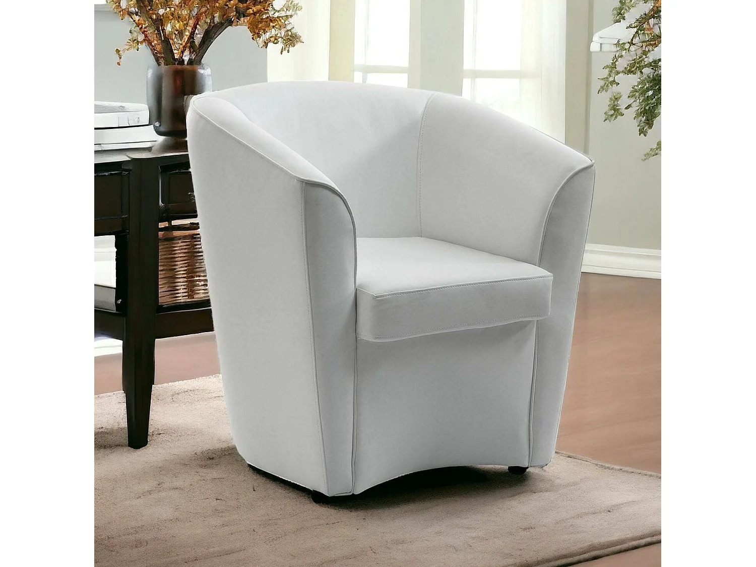 Fauteuil Annaluna, Fauteuil de salon, 100% Made in Italy, Fauteuil relaxant en éco-cuir, 70x60h74 cm, Blanc