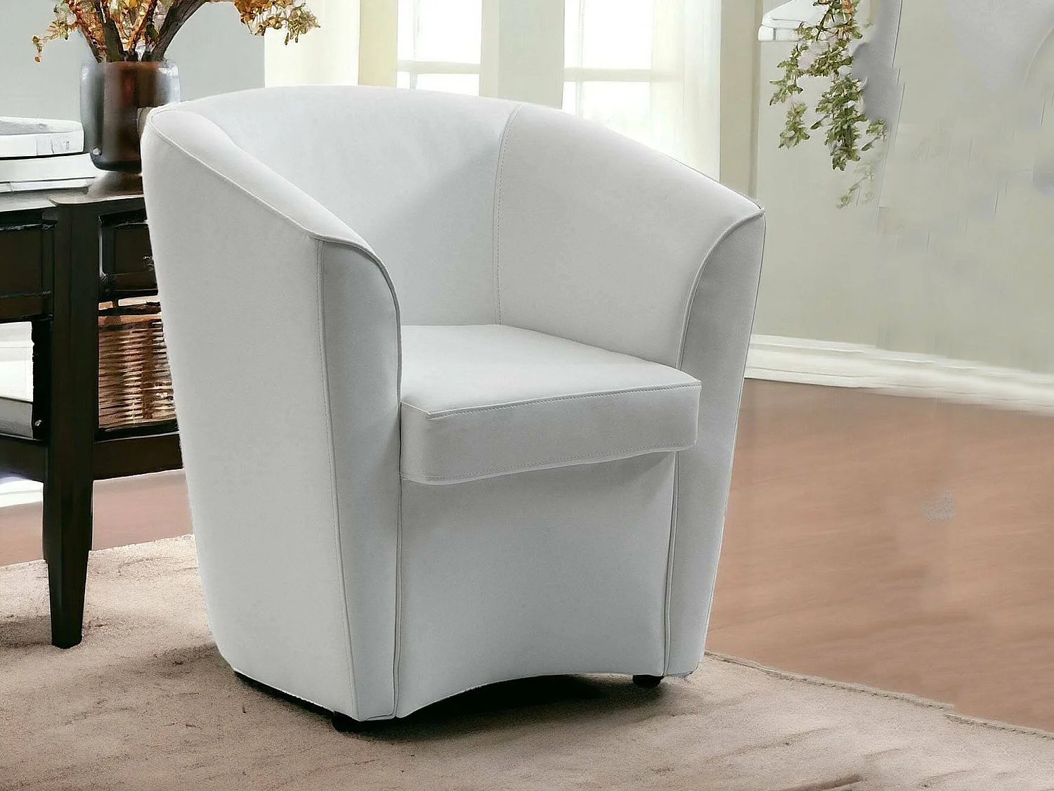 Fauteuil Annaluna, Fauteuil de salon, 100% Made in Italy, Fauteuil relaxant en éco-cuir, 70x60h74 cm, Blanc