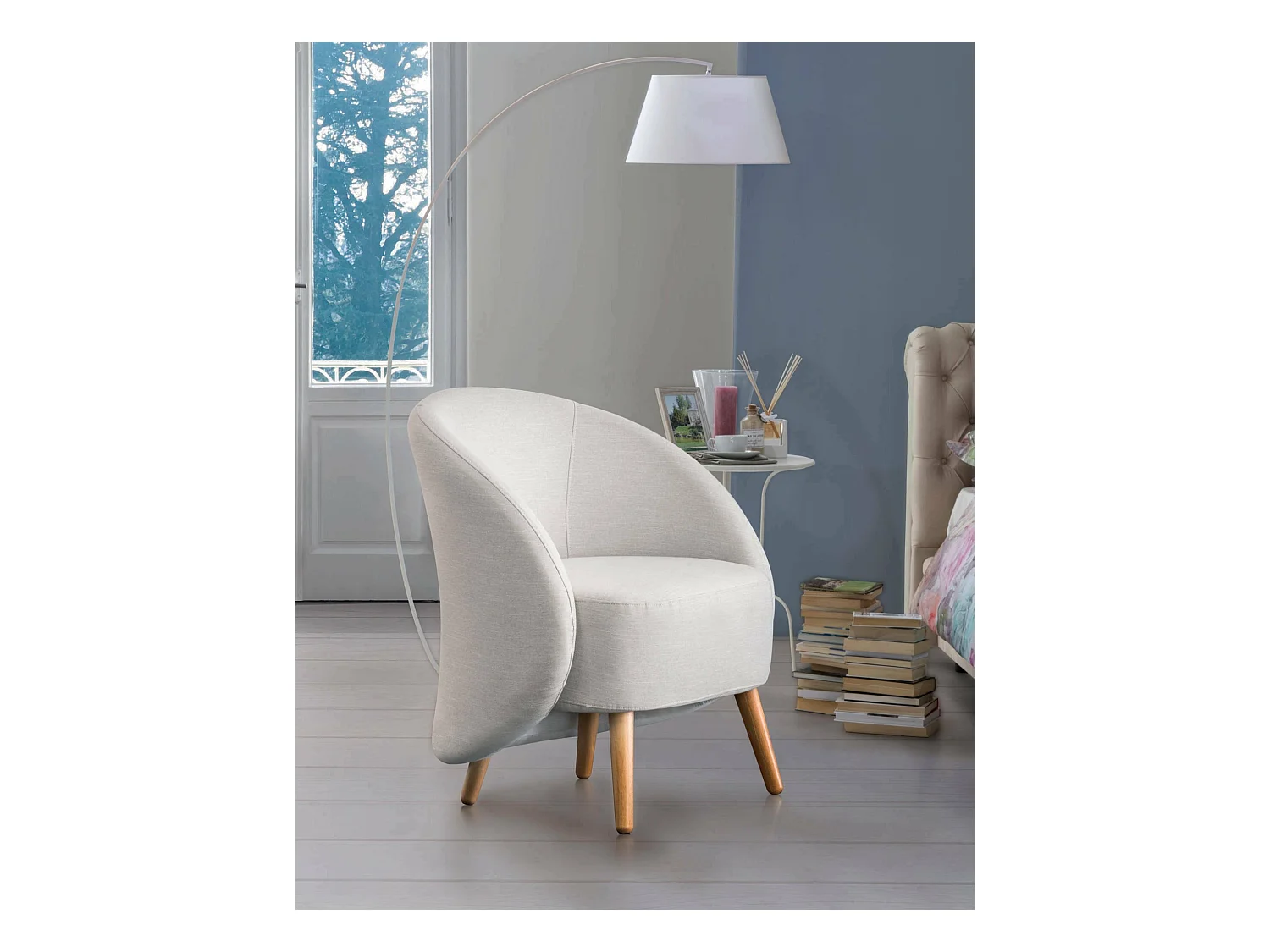 Fauteuil Annarella, Fauteuil lounge design, 100% Made in Italy, Fauteuil relaxant en tissu rembourré, 70x60h80 cm, Gris