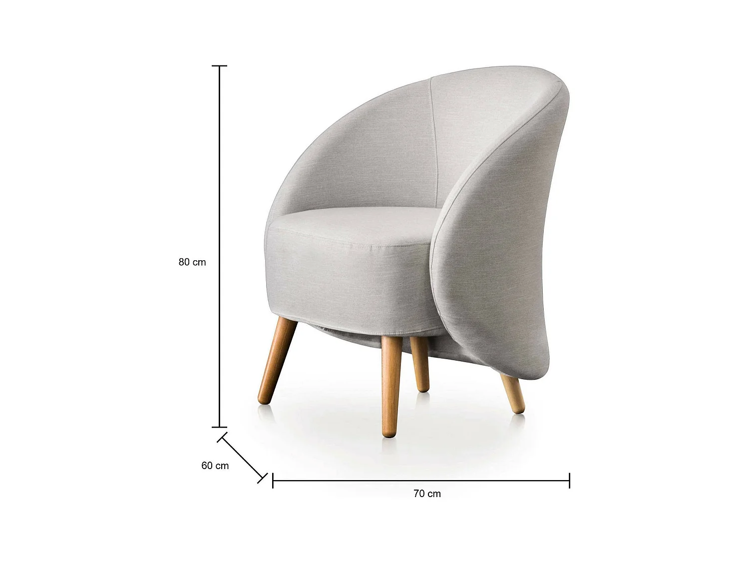 Fauteuil Annarella, Fauteuil lounge design, 100% Made in Italy, Fauteuil relaxant en tissu rembourré, 70x60h80 cm, Gris