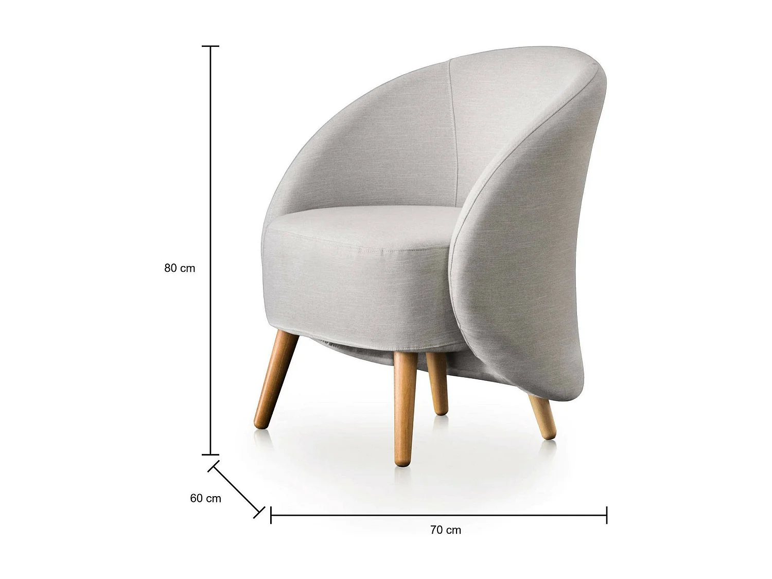 Poltrona Annarella, Poltrona lounge design, 100% Made in Italy, Poltrona relaxante em tecido acolchoado, 70x60h80 cm, Cinza