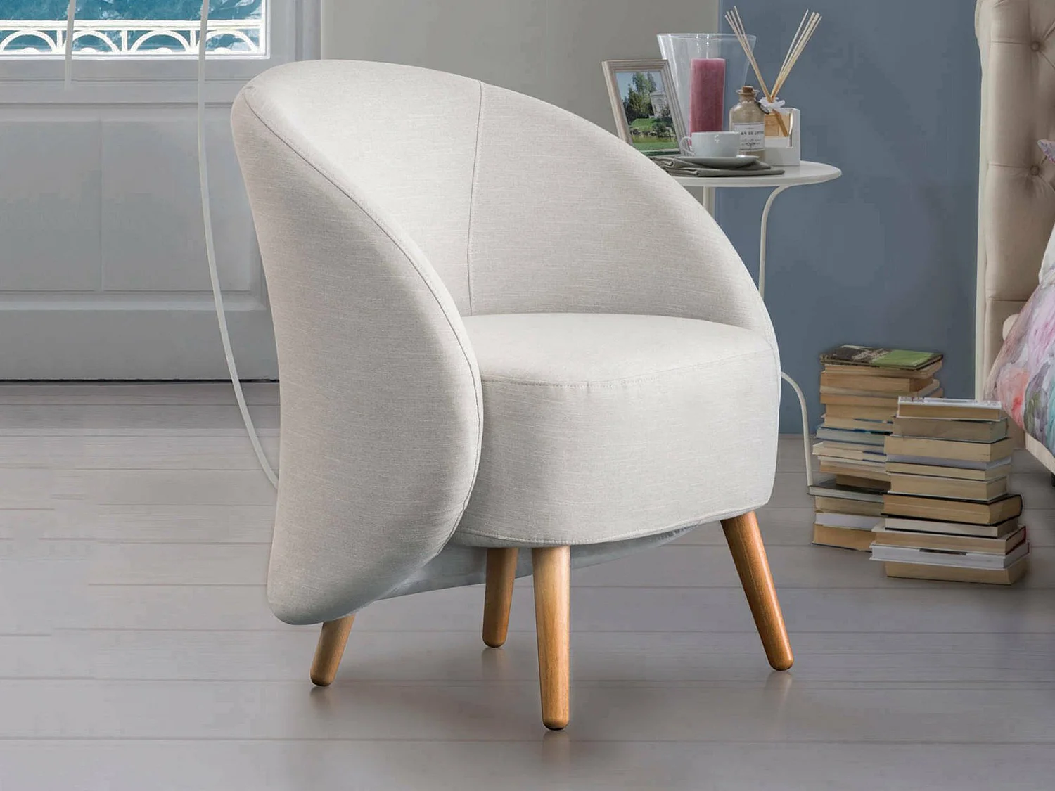 Annarella-Sessel, Design-Loungesessel, 100 % Made in Italy, Relaxsessel aus gepolstertem Stoff, 70x60h80 cm, Grau