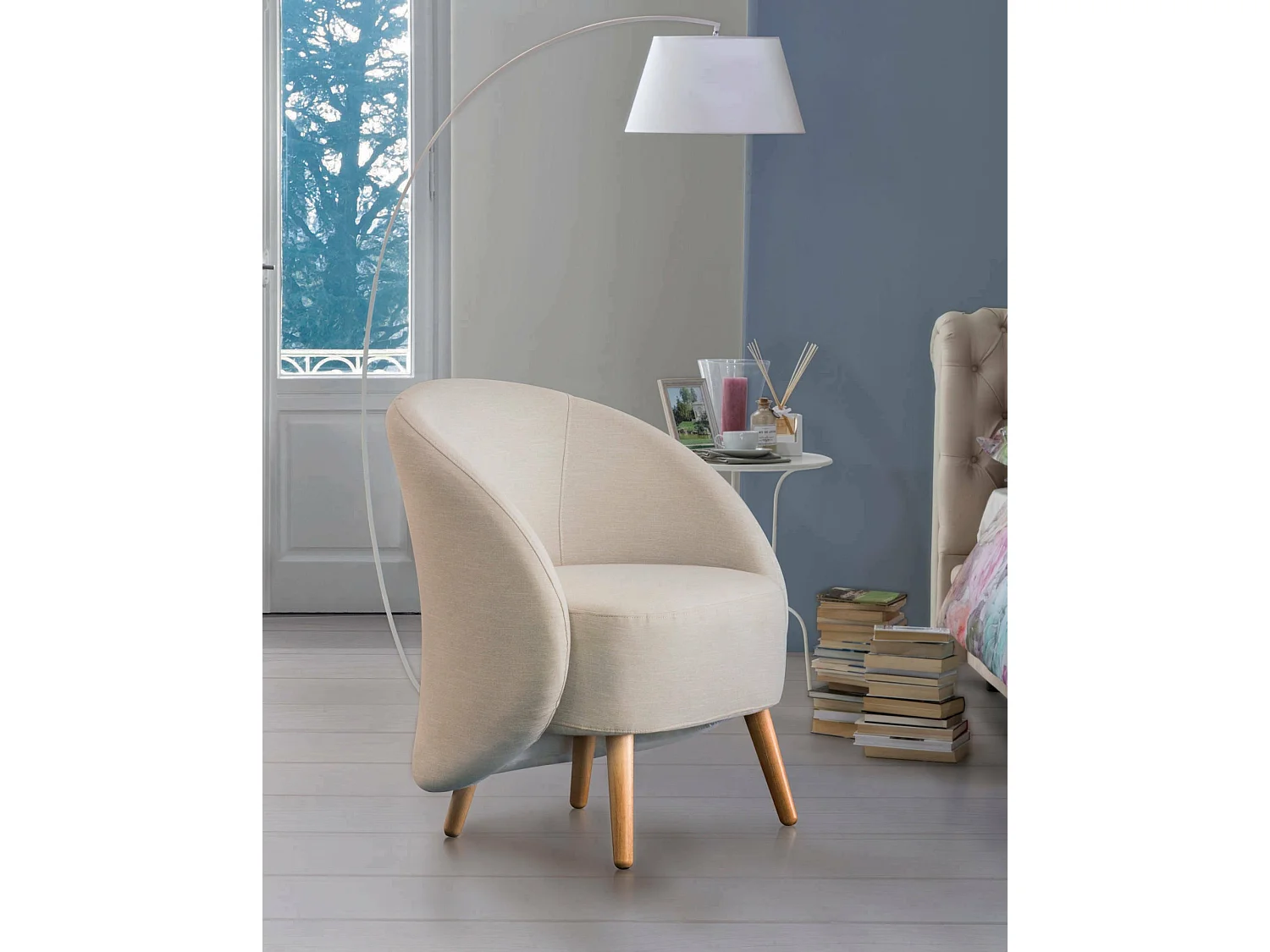 Fauteuil Annarella, fauteuil lounge design, 100% Made in Italy, fauteuil relaxant en tissu rembourré, 70x60h80 cm, gris tourterelle