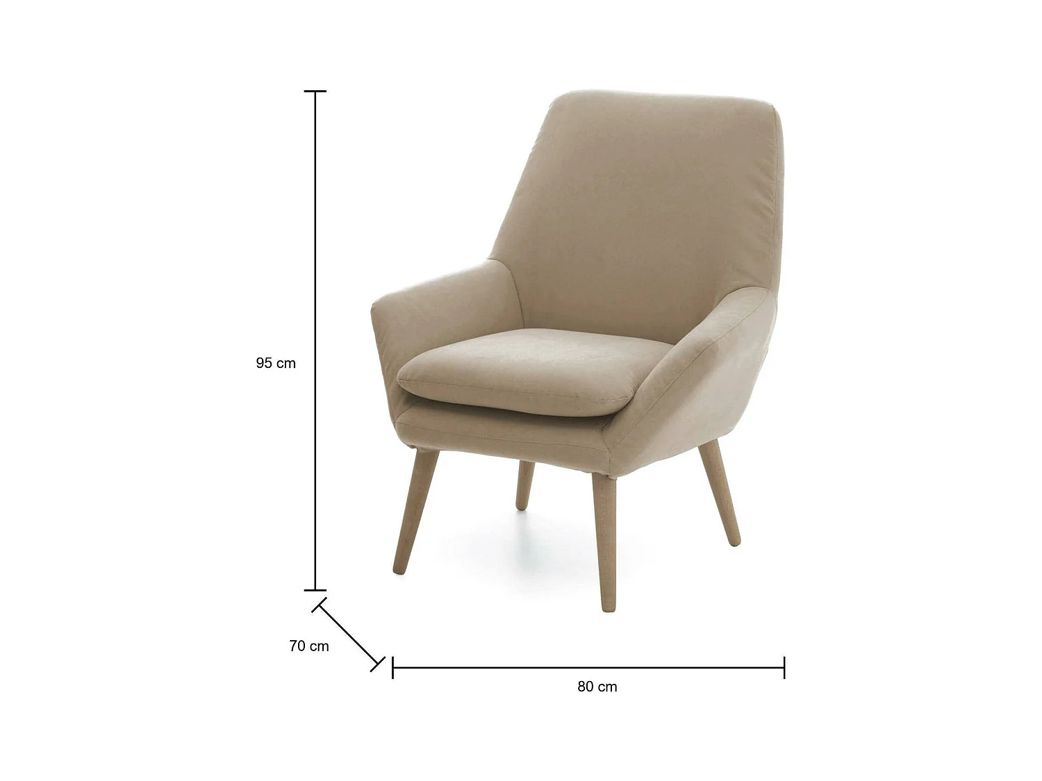 Fauteuil Annarita, fauteuil lounge design, 100% Made in Italy, fauteuil relaxant en tissu rembourré, 80x70h95 cm, Beige