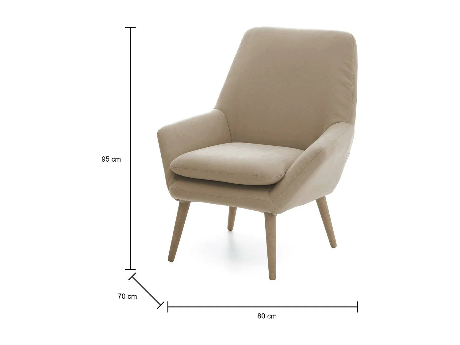 Annarita-Sessel, Designer-Loungesessel, 100 % Made in Italy, Relaxsessel aus gepolstertem Stoff, 80 x 70 x 95 cm, Beige