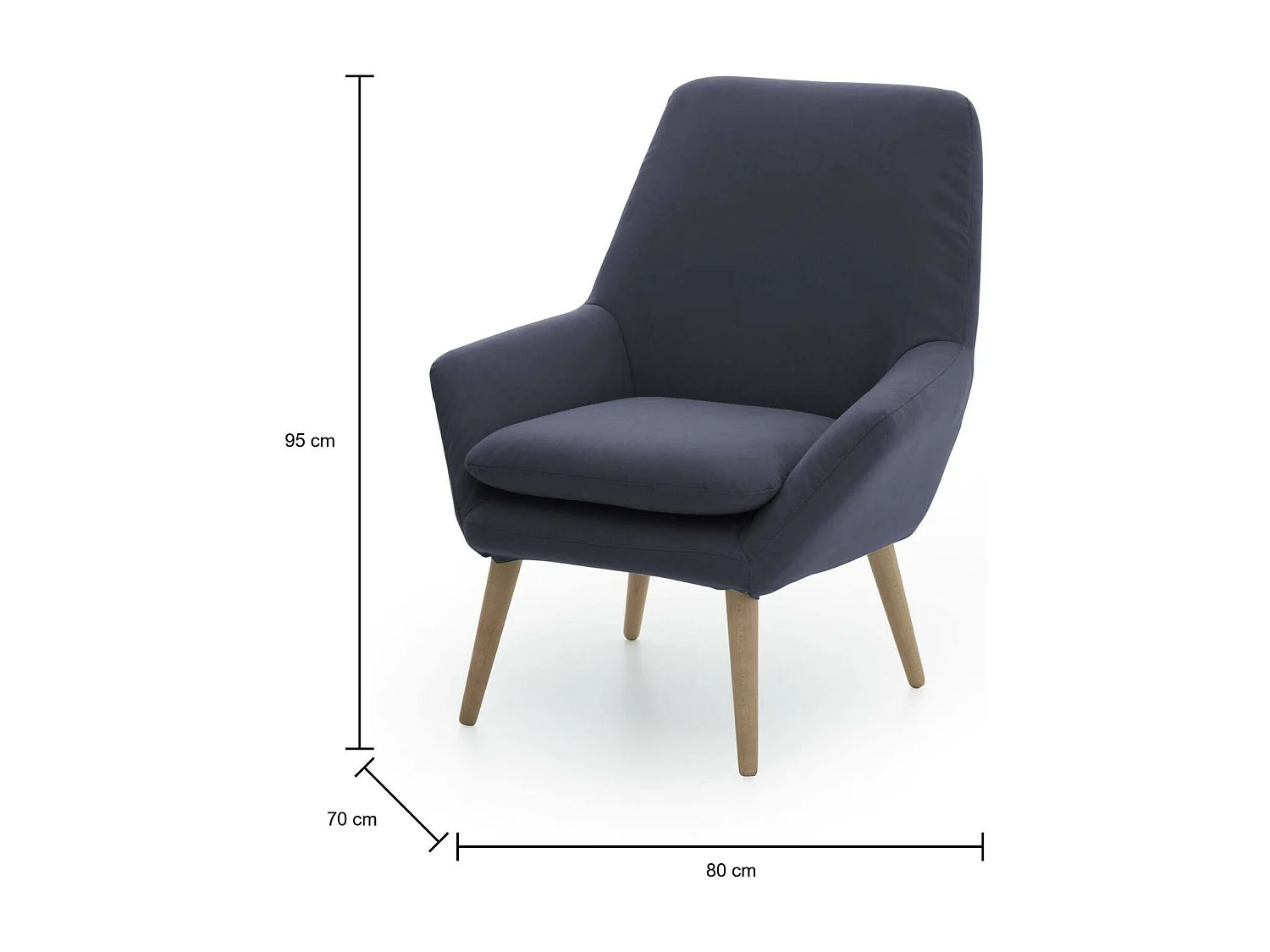 Fauteuil Annarita, fauteuil lounge design, 100% Made in Italy, fauteuil relaxant en tissu rembourré, 80x70h95 cm, Bleu
