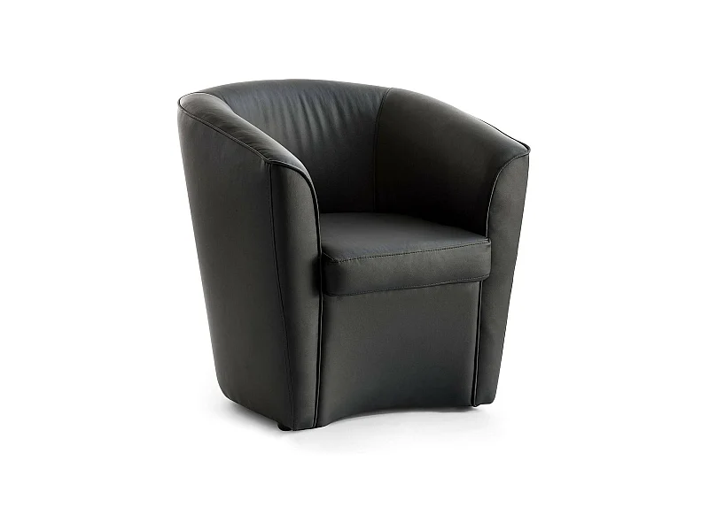 Poltrona Annaluna, Poltrona da salotto, 100% Made in Italy, Poltroncina relax in ecopelle, Cm 70x60h74, Nero